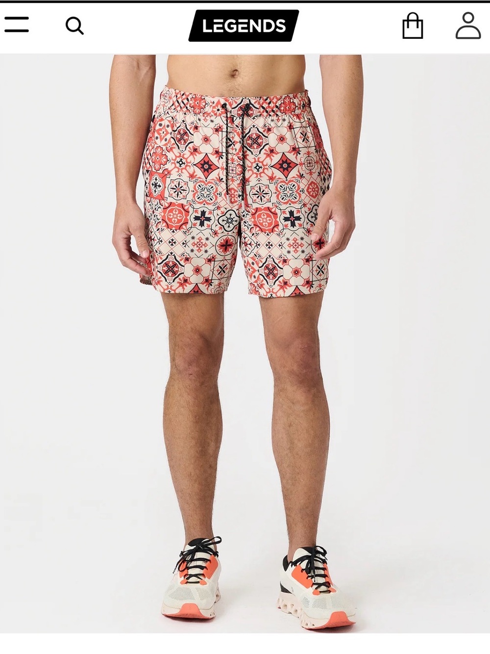 Men's Swim Athletic Shorts in Orange Tile Print by Legends